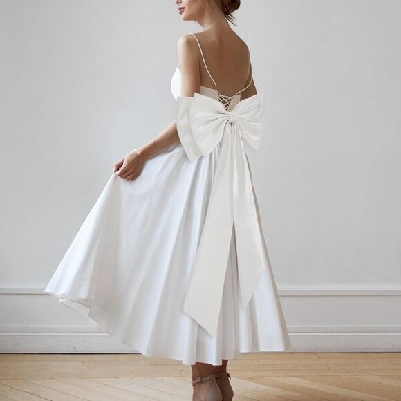 Large Satin Bow Detachable Train for Dress Waist Sash Bridal Formal Event - Picture 4 of 6